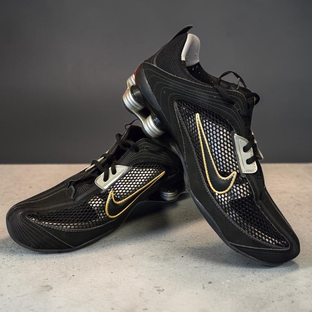 Nike Shox Turbo 8 Black Metallic Silver Gold 324924-002 Womens 9 Running Shoes